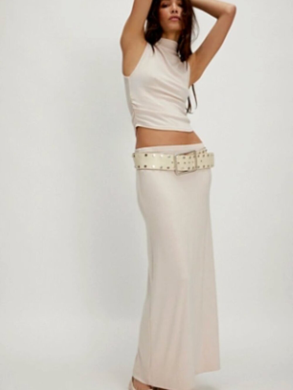 Free-est By Free People Women's Good Feels Skirt/Top Set In Neutral - L NWT